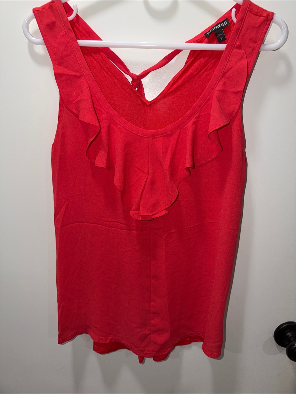 Express Bright Red Ruffle Front Camisole